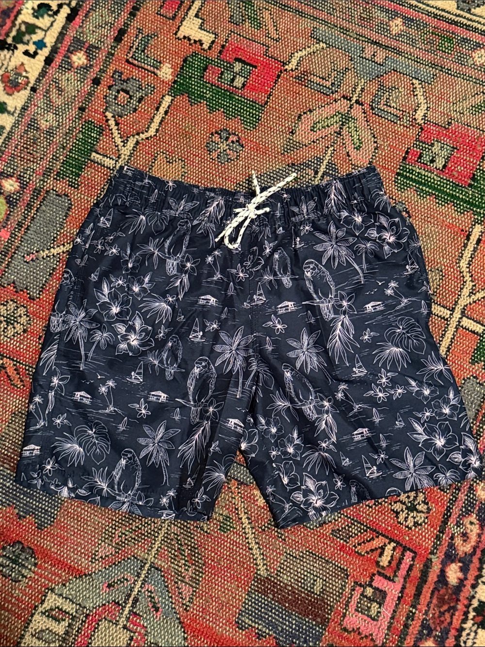 Men's Goodfellow Navy Tropical Swim Shorts